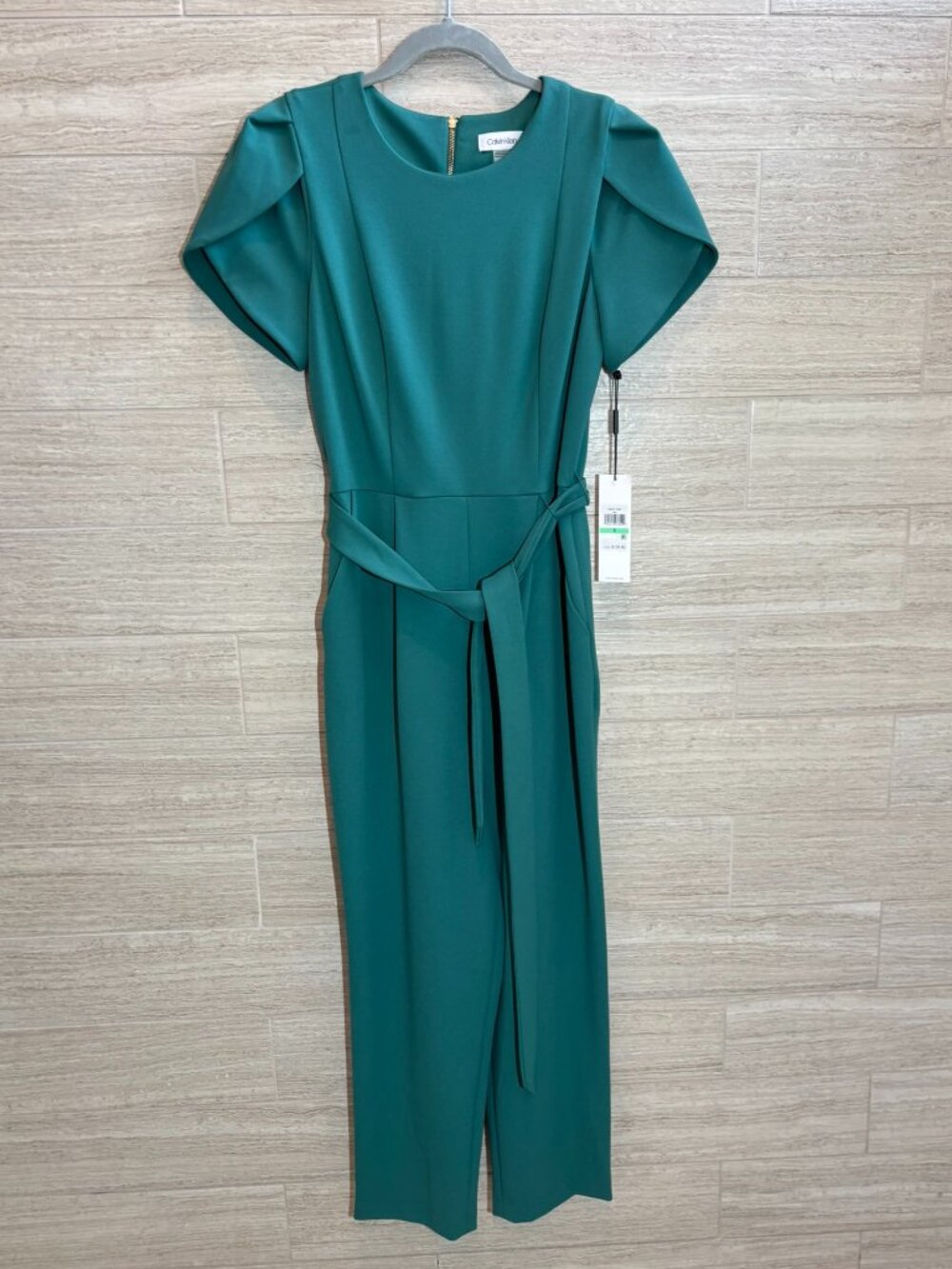 NWT Calvin Klein Green Petal Short Sleeve Jumpsuit